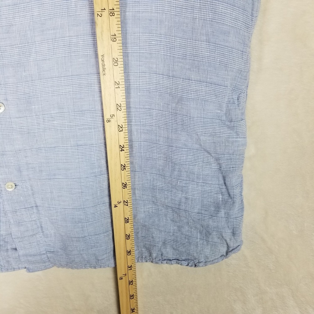 Banana Republic Button Down Men XL Blue Tailored Slim Linen Long Sleeve Shirt - Picture 7 of 8